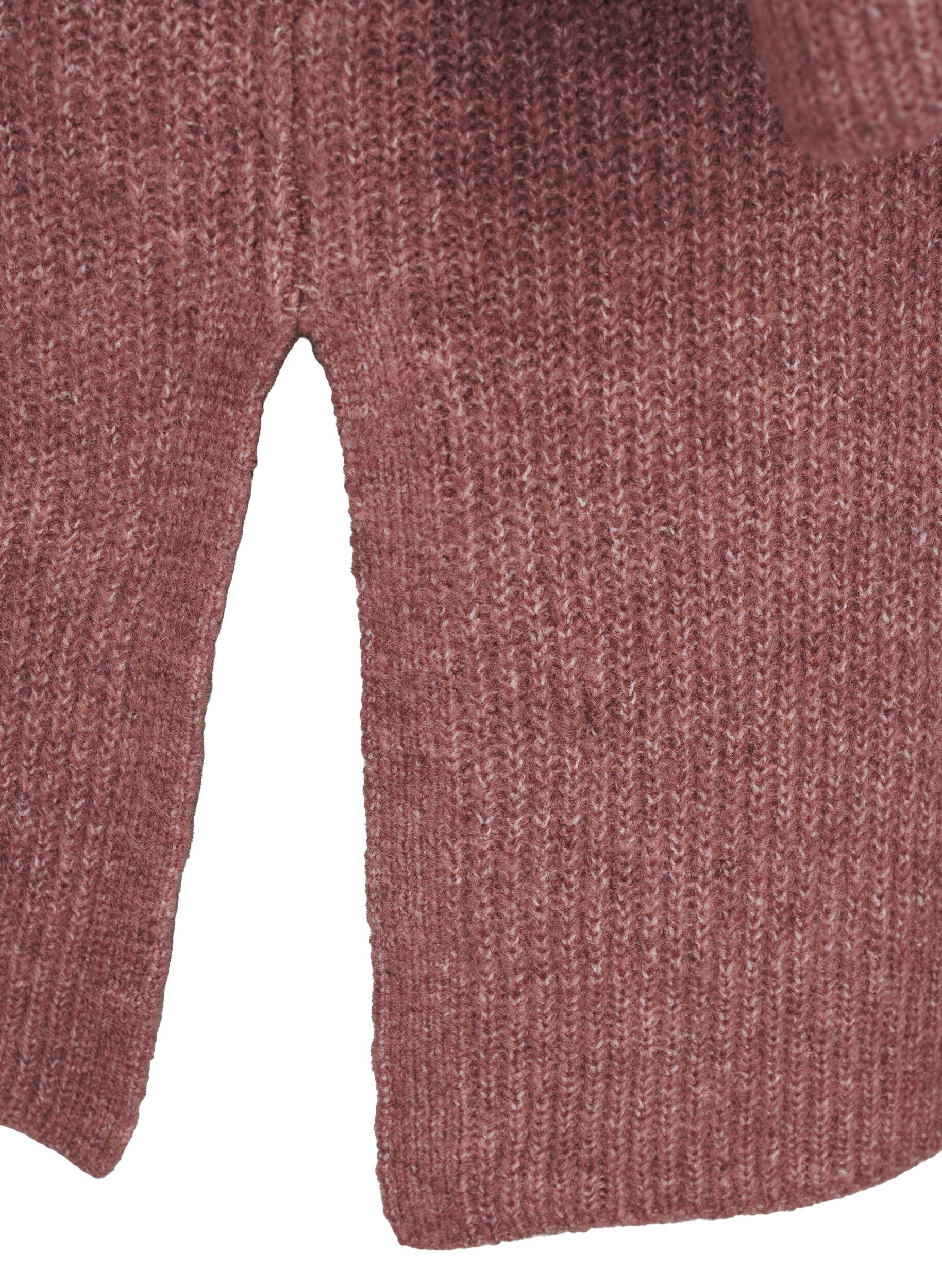 Zizzi FLASH - Gerippter Cardigan mit Schlitzen, Rose Brown Melange, Packshot image number 3