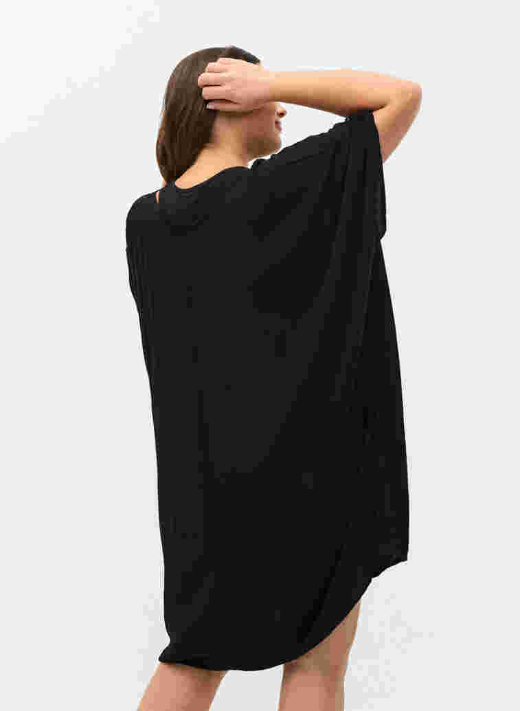 Strandkleid aus Viskose mit Spitzendetails, Black, Model image number 1