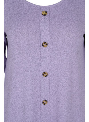 Bluse mit Knöpfen und 3/4-Ärmeln, Purple Melange, Packshot image number 2