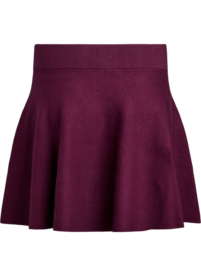 Kurzer Strickrock in A-Linie, Dunkles Bordeaux, Packshot image number 1
