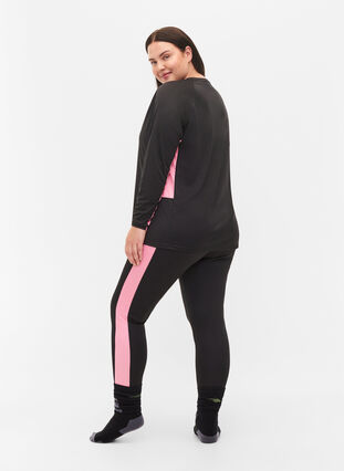 Skiunterhosen mit Kontraststreifen, Black w. Sea Pink, Model image number 1