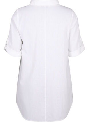 Tunika mit kurzen Ärmeln aus Baumwollgemisch mit Leinen, Bright White, Packshot image number 1