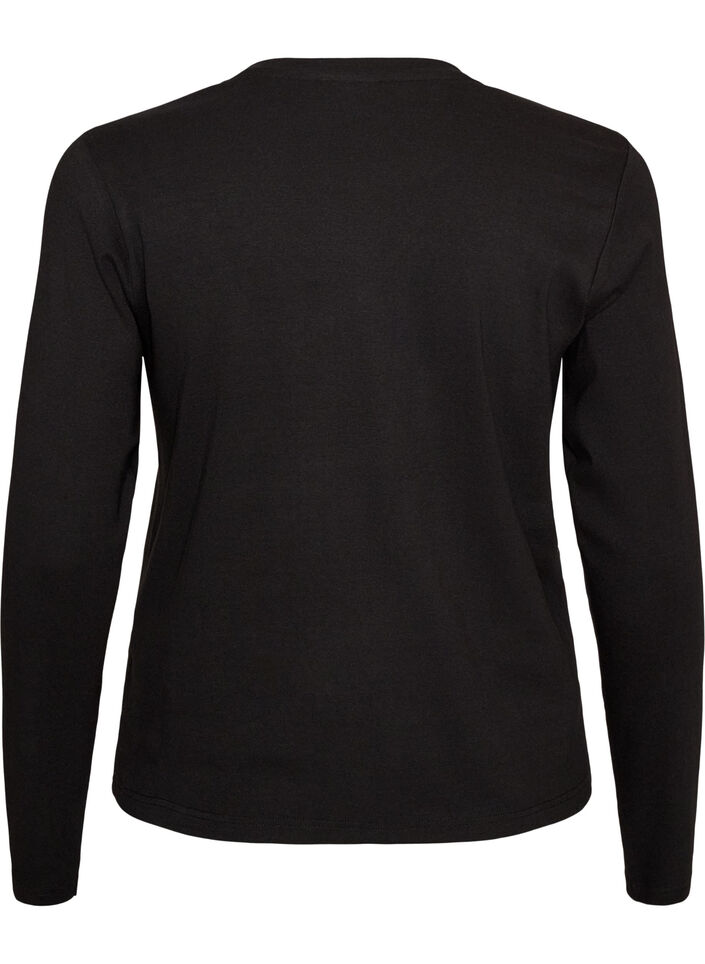 Langarm-Basic-T-Shirt mit Rundhalsausschnitt, Schwarz, Packshot image number 1