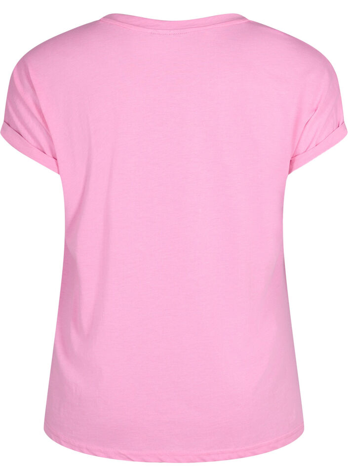 Kurzärmeliges T-Shirt aus einer Baumwollmischung, Pink, Packshot image number 1