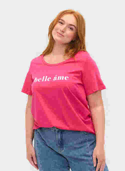 Kurzärmeliges Baumwoll-T-Shirt mit Textdruck