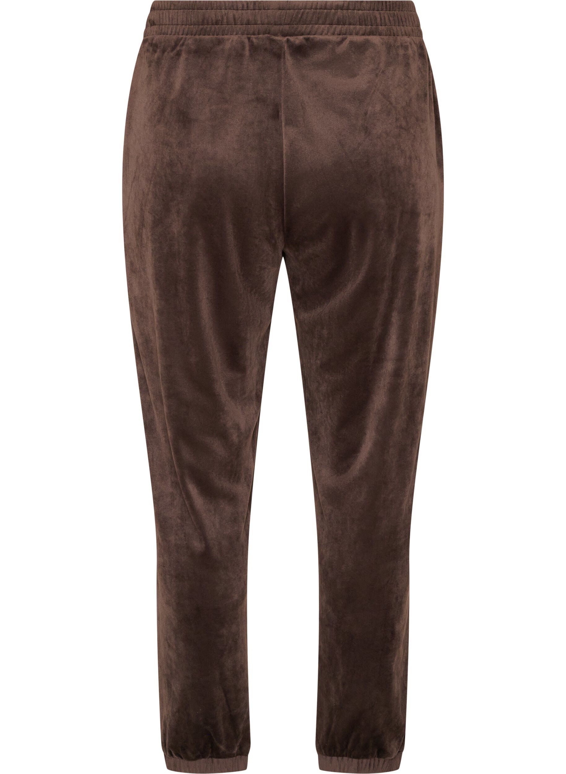 ZizziLockere Hose aus Velours, Braun, Packshot image number 1