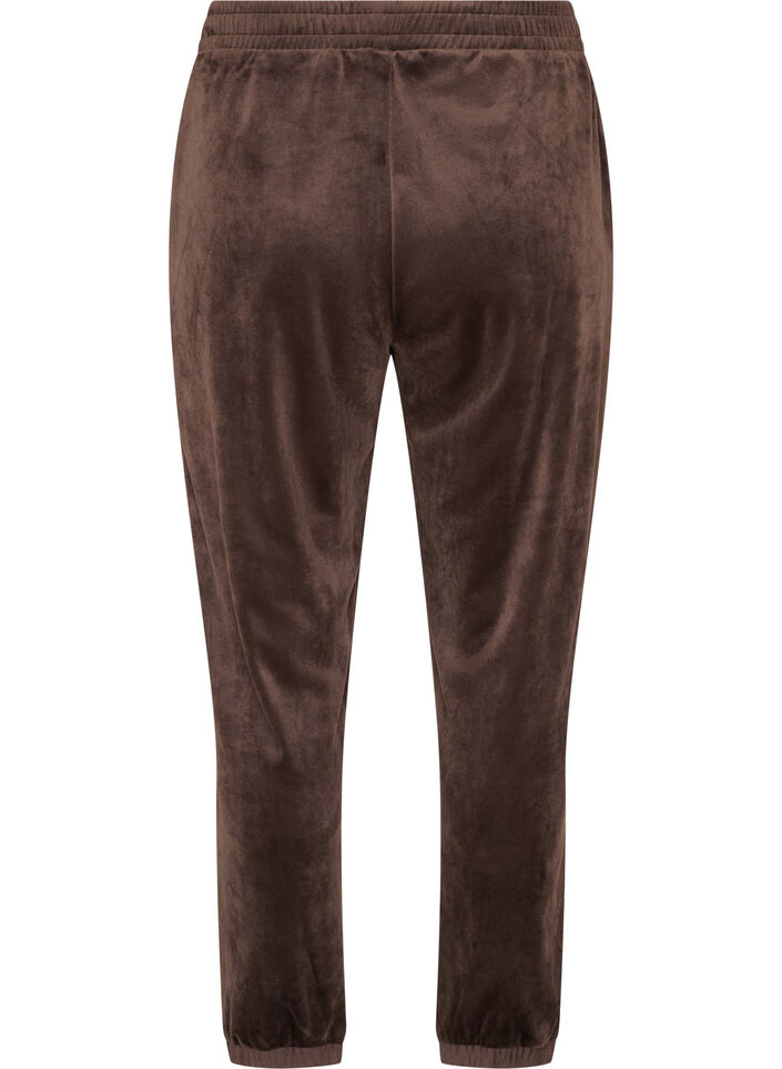 Lockere Hose aus Velours, Braun, Packshot image number 1