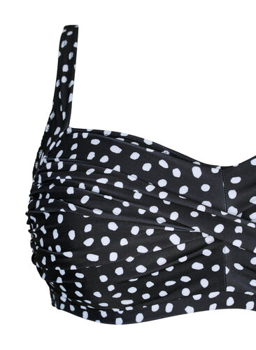 Bedrucktes Bikini-Top, Black White Dot, Packshot image number 2