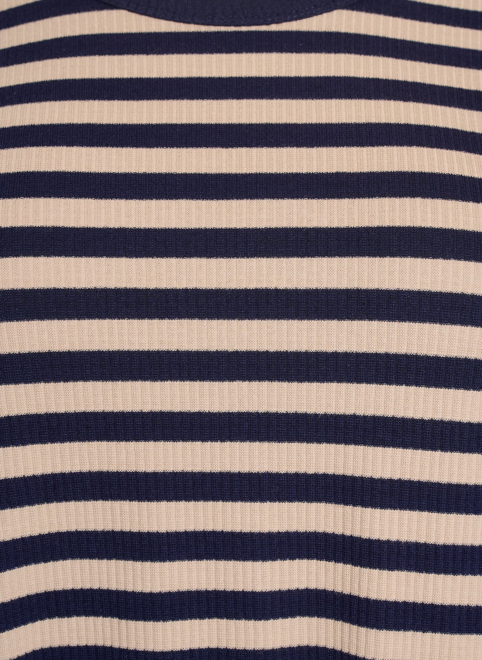 Zizzi Gestreifte Bluse mit langen &Auml;rmeln, Beige, Packshot image number 2