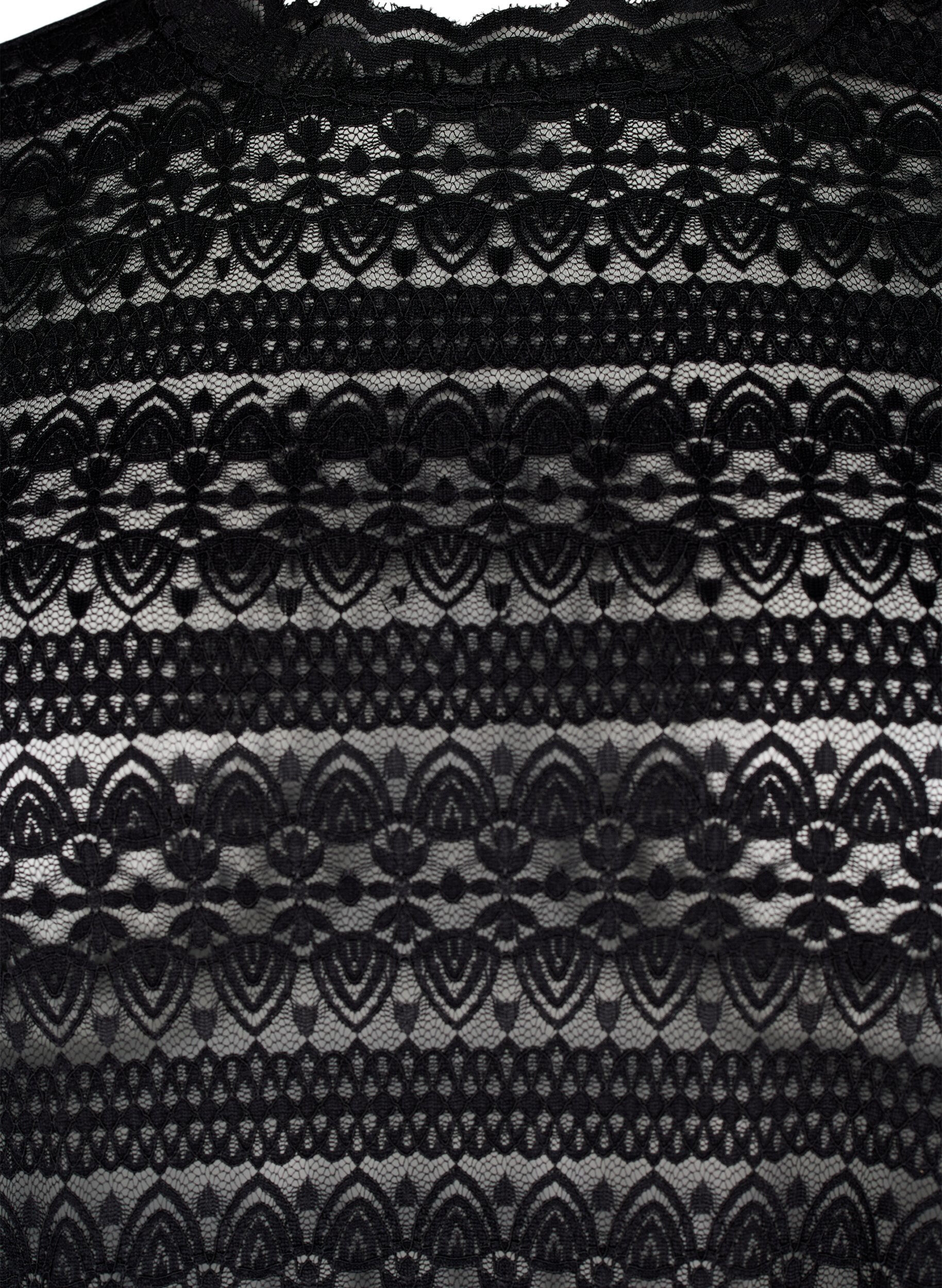 Zizzi Spitzenbluse mit langen &Auml;rmeln, Black, Packshot image number 2