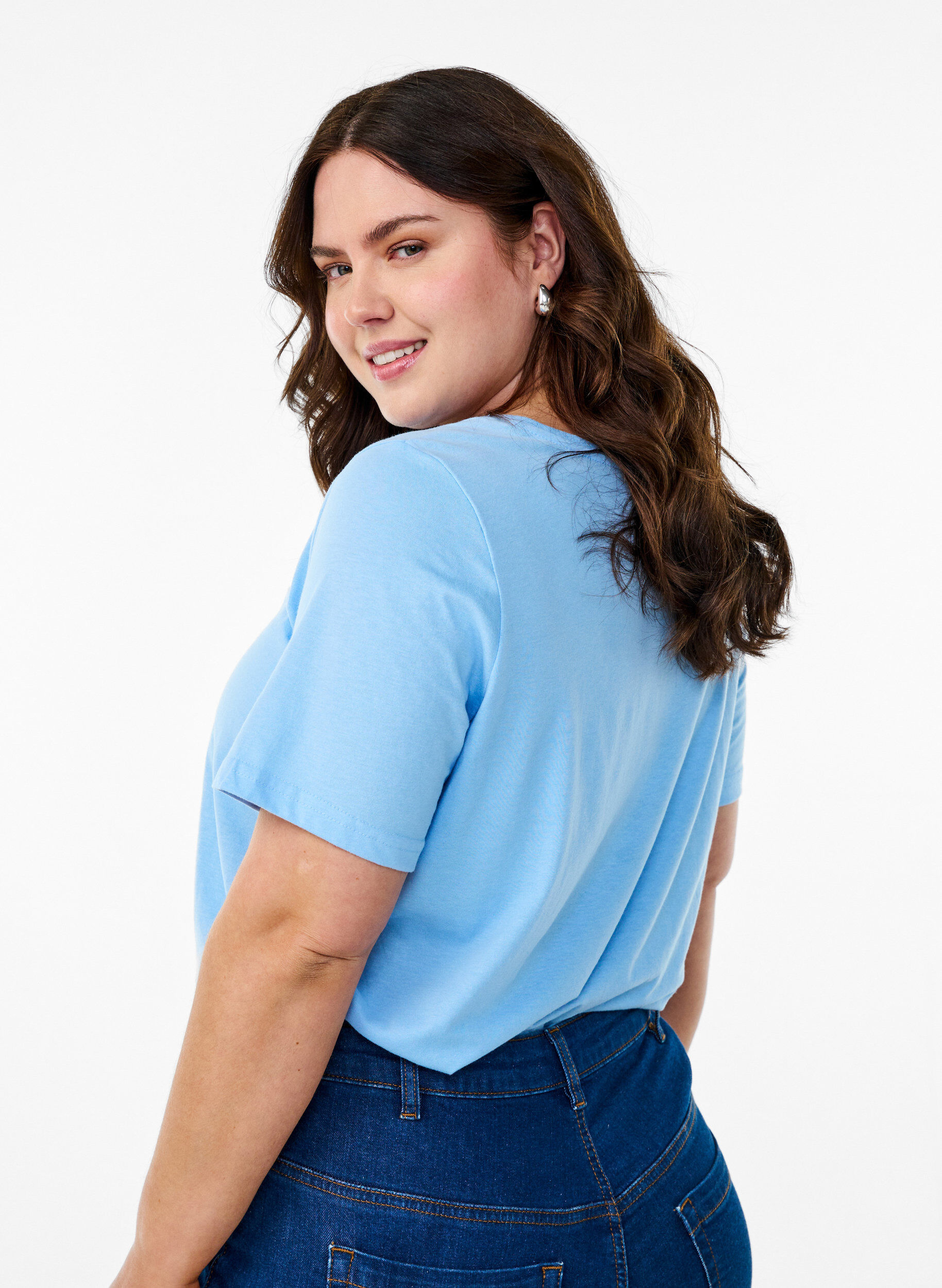 Zizzi FLASH - T-Shirt mit Print, Blau, Model image number 2