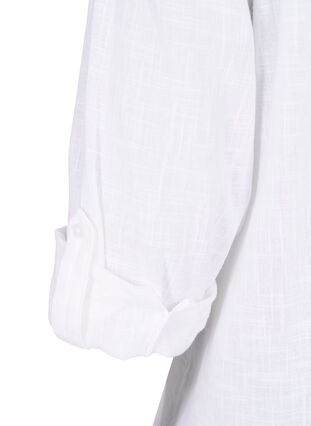 Hemdbluse aus Baumwolle mit V-Ausschnitt, Bright White, Packshot image number 3