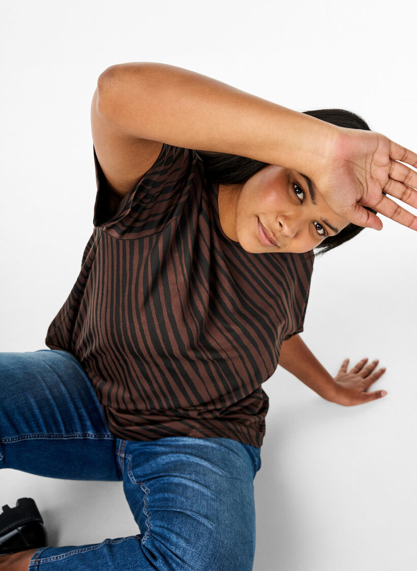 Oversize-Bluse mit Muster, Braun, Image image number 0