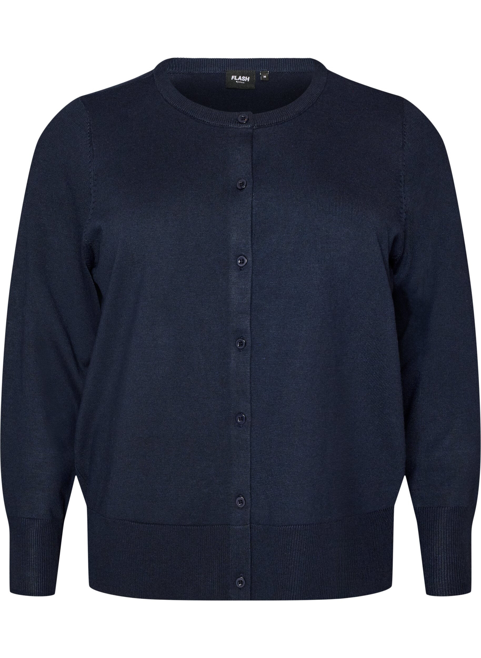FLASH - Feinstrick-Strickjacke mit Rundhalsausschnitt