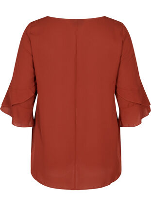 Einfarbige Bluse mit 3/4-Ärmeln , Fired Brick, Packshot image number 1