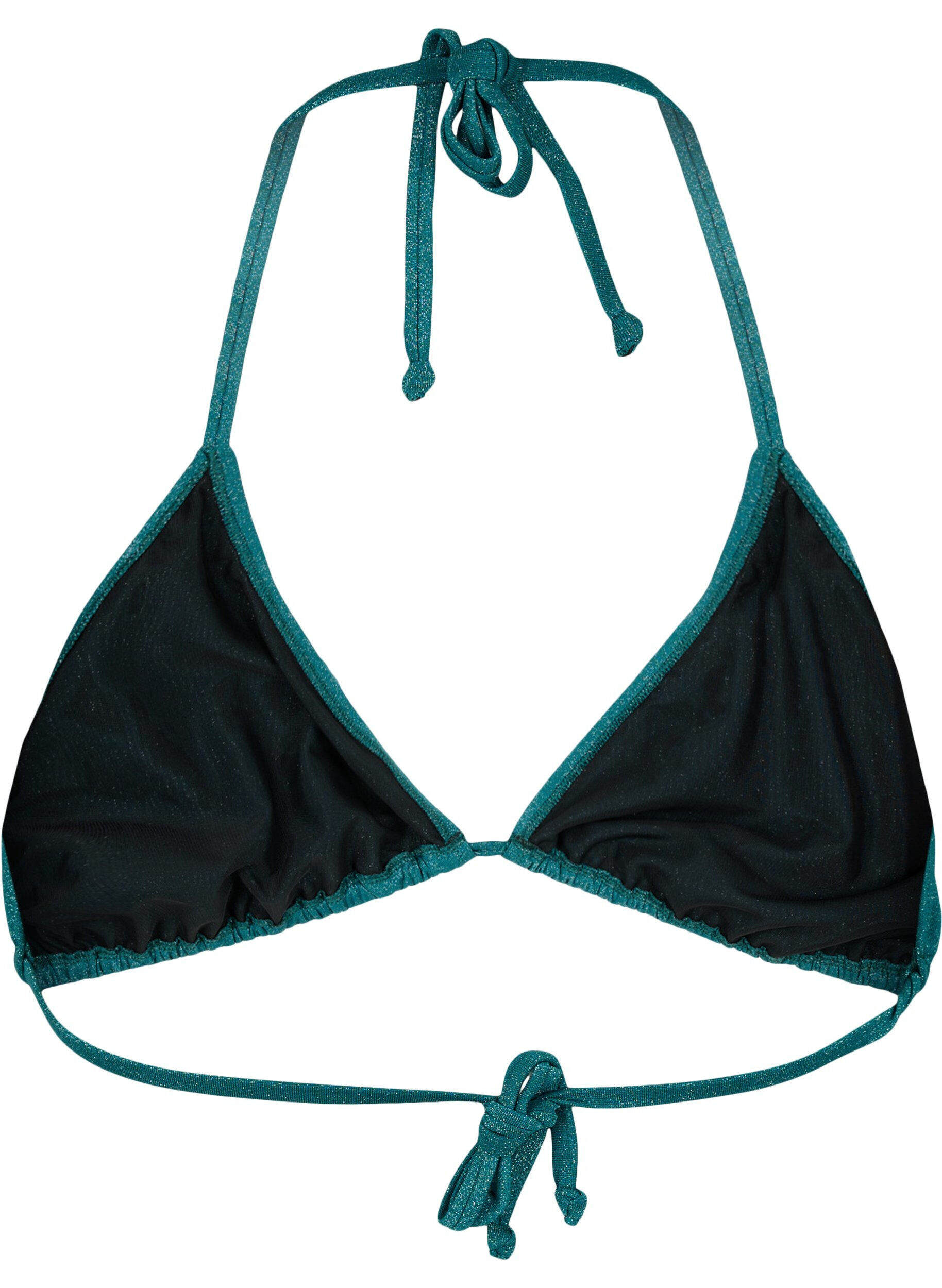 Zizzi Triangel-Bikinioberteil mit Glitzer, Gr&uuml;n, Packshot image number 1