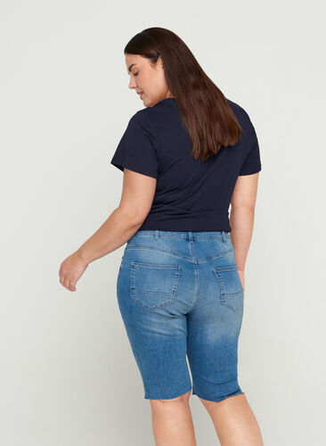 Slim Fit Denim Shorts, Dark blue denim, Model image number 1