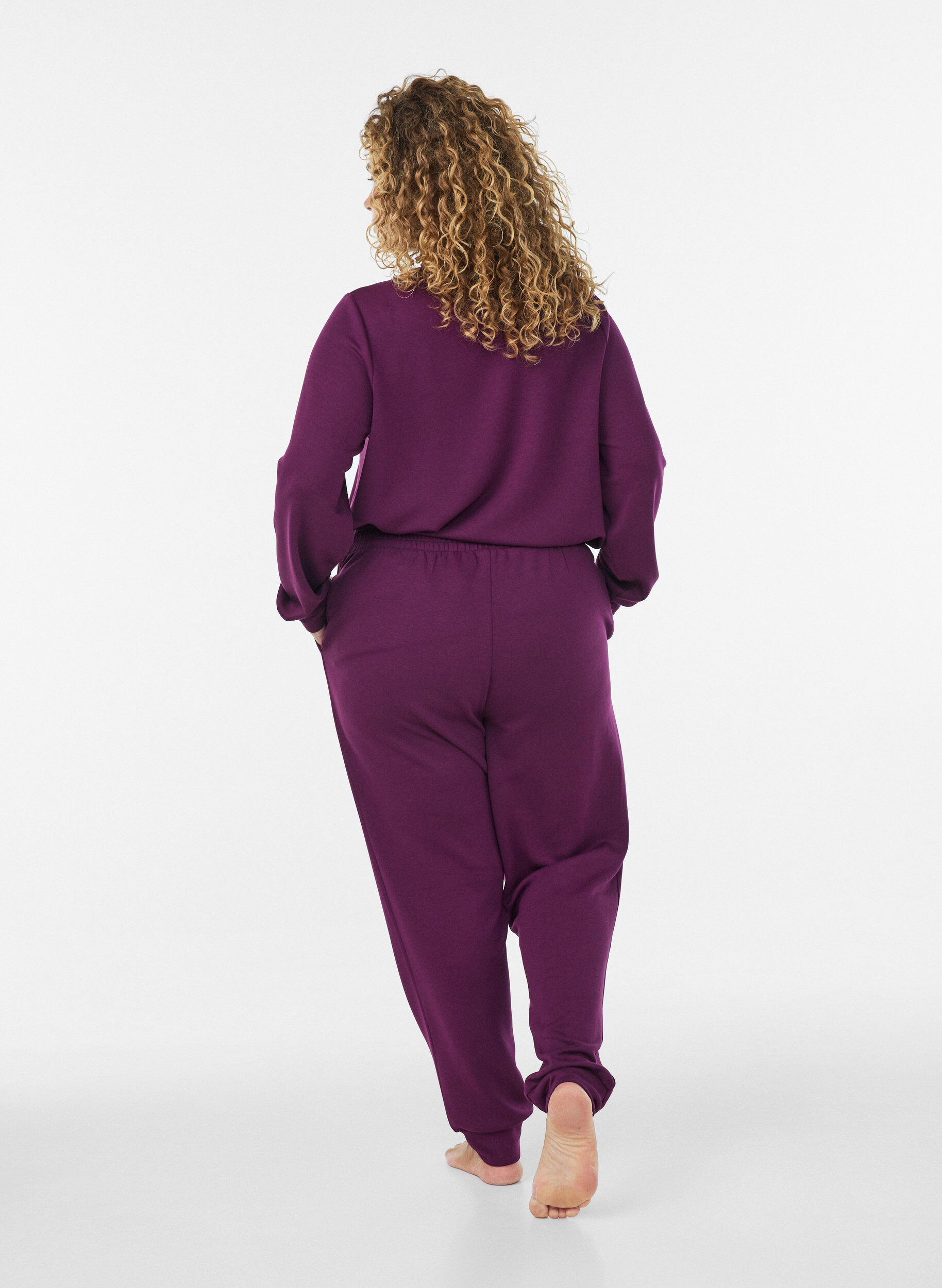 ZizziJerseyhose mit hoher Taille und Taschen, Lila, Model image number 1