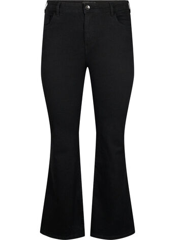 FLASH - Hoch taillierte Jeans mit Bootcut, Schwarz, Model