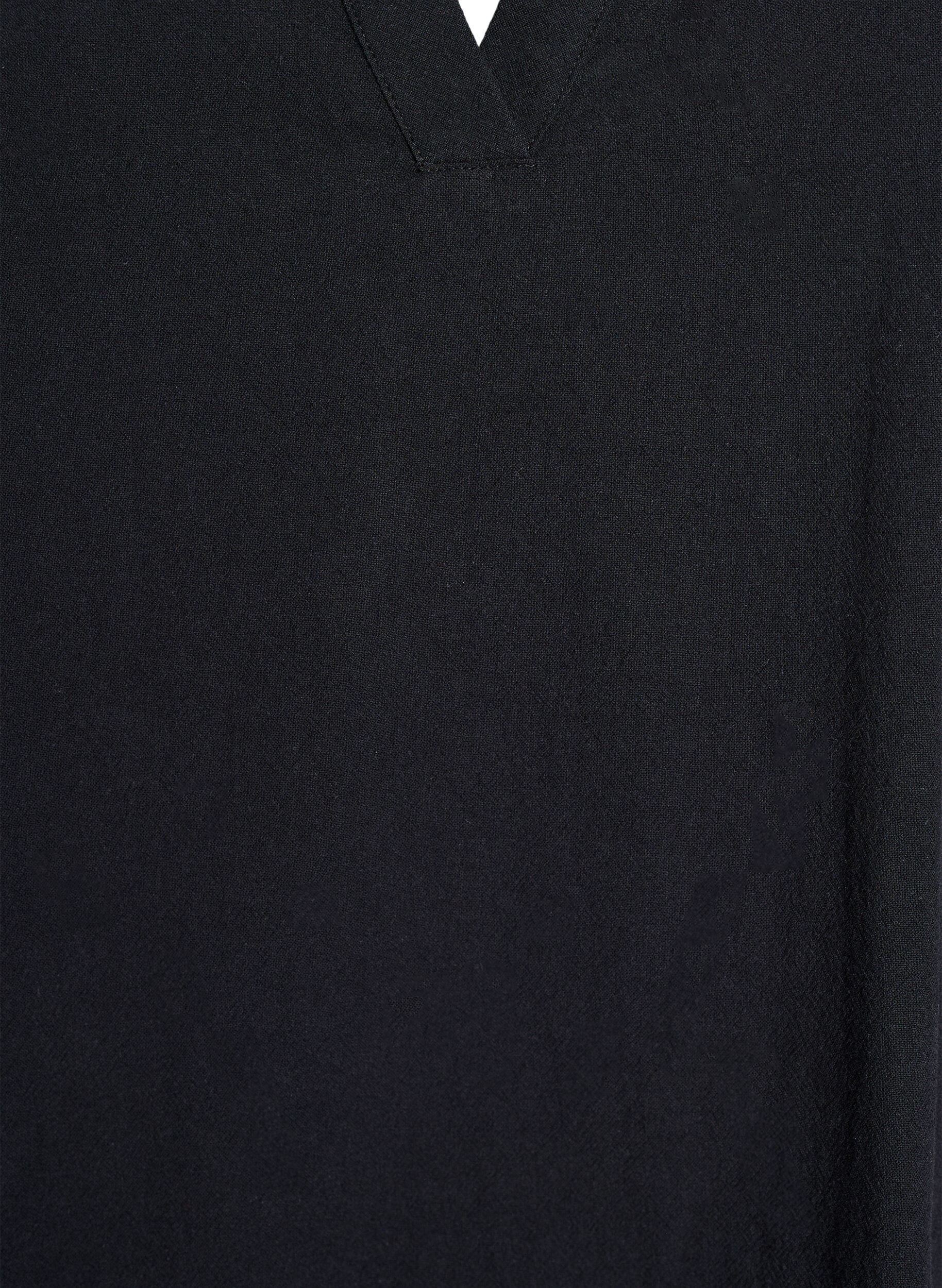 Zizzi Tunika mit V-Ausschnitt und R&uuml;schendetails, Schwarz, Packshot image number 2