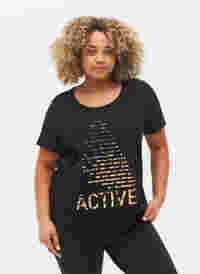 Trainings-T-Shirt mit Print, Black gold foil logo, Model