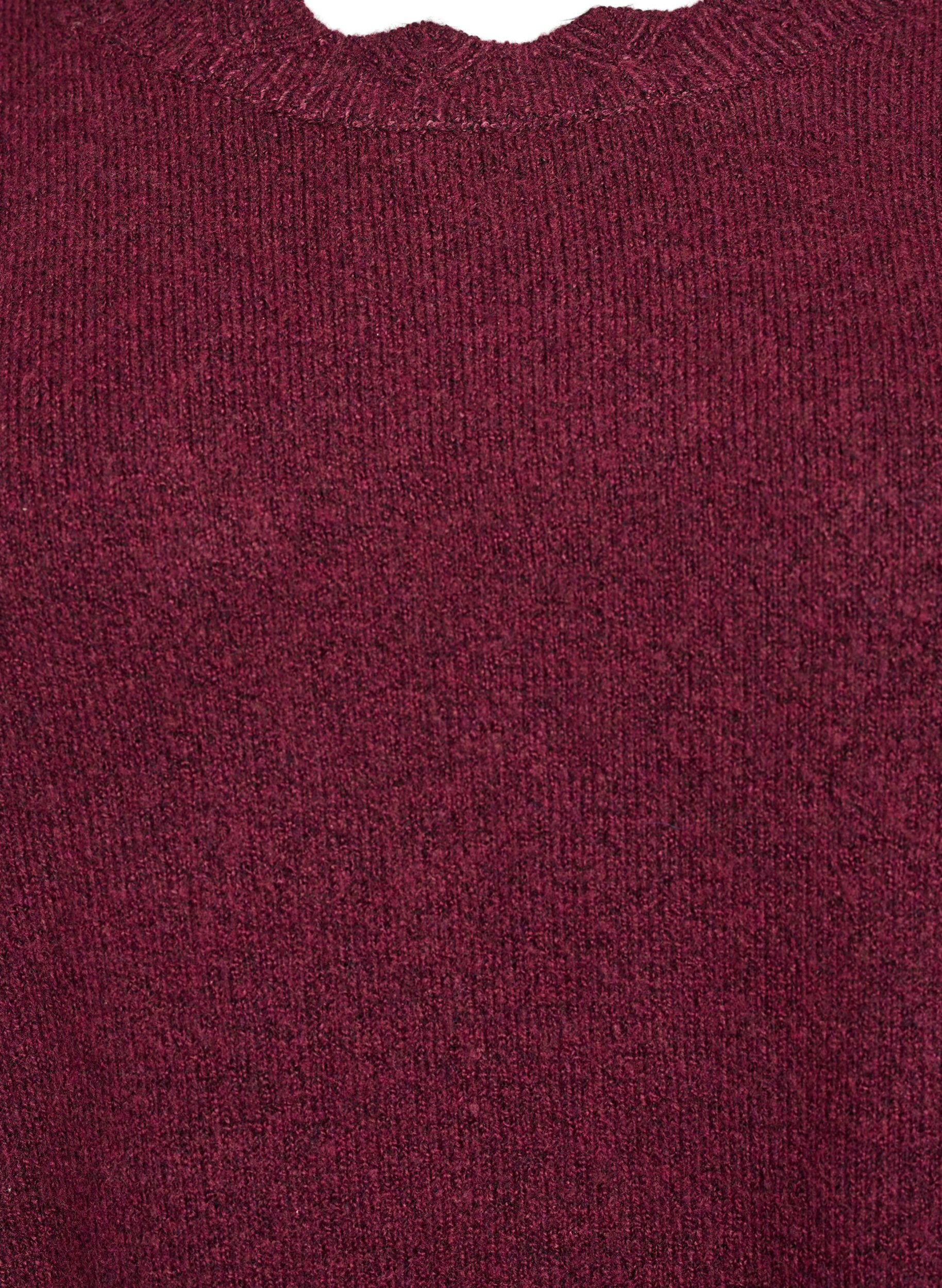 Zizzi Strickbluse mit Wellenkante, Dunkles Bordeaux, Packshot image number 2
