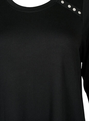 Langärmliges Jerseykleid mit Knöpfen, Black, Packshot image number 2