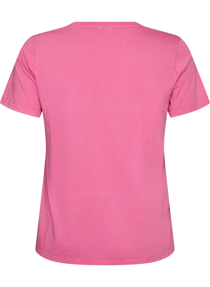 T-Shirt aus Bio-Baumwolle mit Varsity-Print und V-Ausschnitt, Rot, Packshot image number 1
