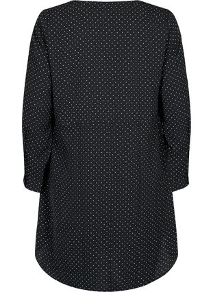 Bedrucktes Kleid mit Kordelzug an der Taille, Black Dot, Packshot image number 1