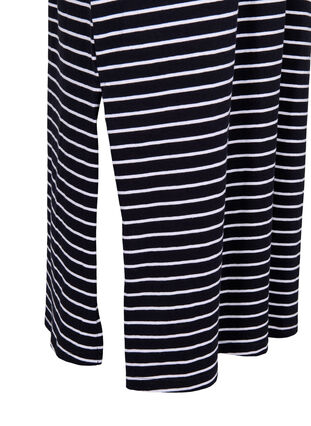 Gestreiftes Midikleid aus Baumwolle mit kurzen Ärmeln, Black Stripe, Packshot image number 3
