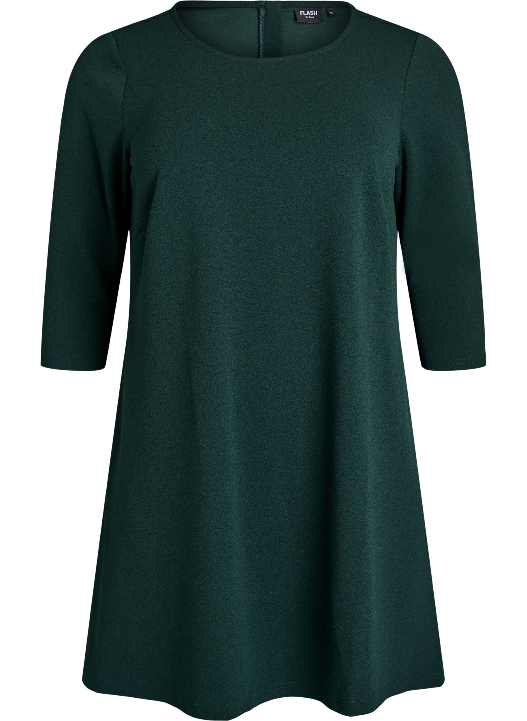 FLASH - Kurz geschnittenes A-Linien Kleid aus Webstoff mit 3/4 &Auml;rmeln