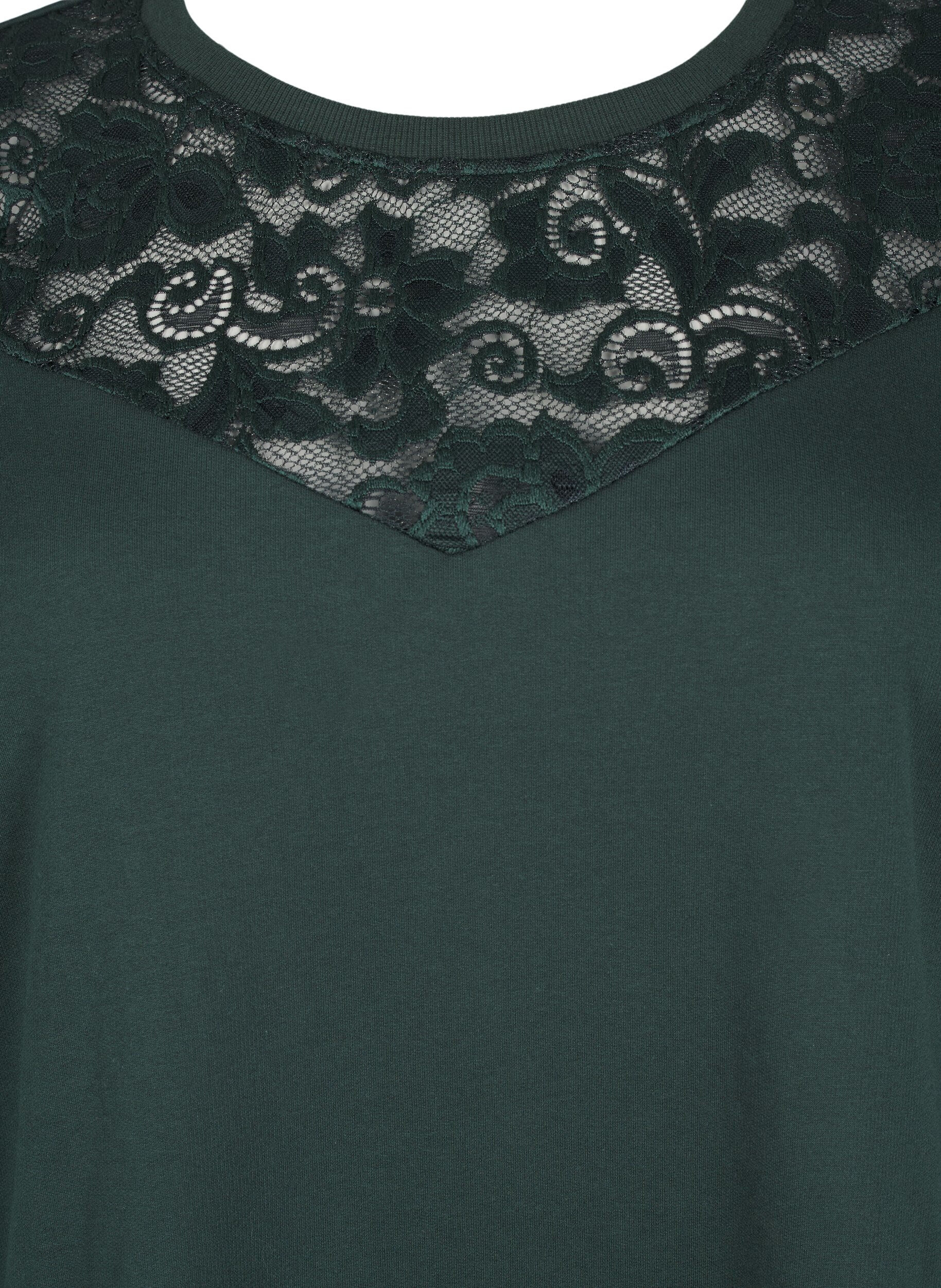 Zizzi Sweatshirt mit Spitzendetails, Scarab, Packshot image number 2