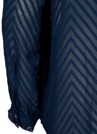  Hemdbluse mit Rüschen und gemusterter Struktur, Navy Blazer, Packshot image number 3