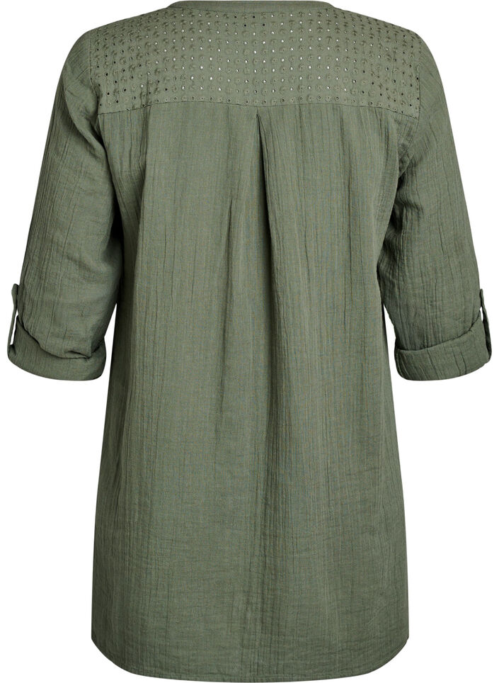 Tunika aus Baumwollmusselin mit Broderie Anglaise, Gr&uuml;n, Packshot image number 1