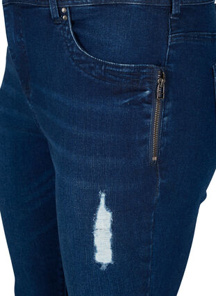 Super Slim Amy Jeans mit Schlitz, Dark blue denim, Packshot image number 2