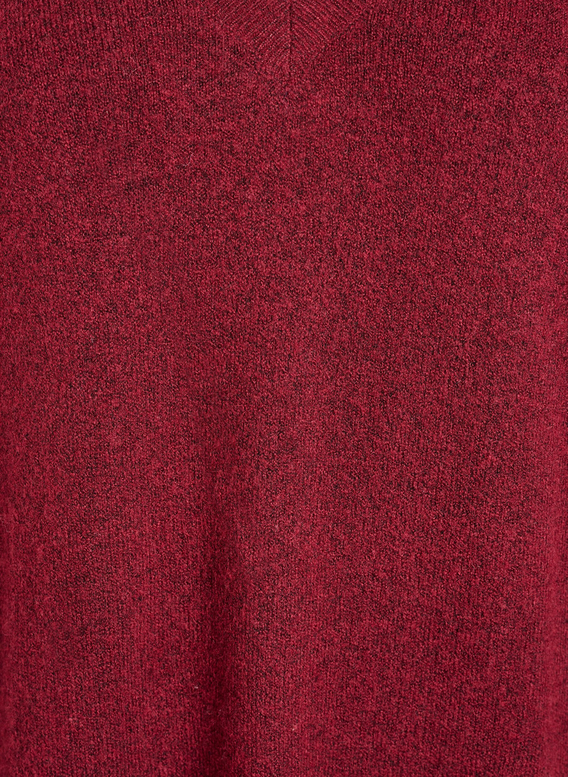 Zizzi Lang&auml;rmeliges Strickkleid mit V-Ausschnitt, Rot, Packshot image number 2