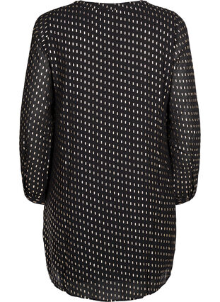 Langärmeliges Kleid mit Foliendruck, Black w. Gold, Packshot image number 1