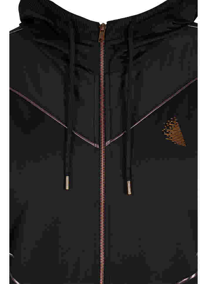 Sportcardigan mit Kapuze und Reißverschluss, Black/Copper Lines, Packshot image number 3
