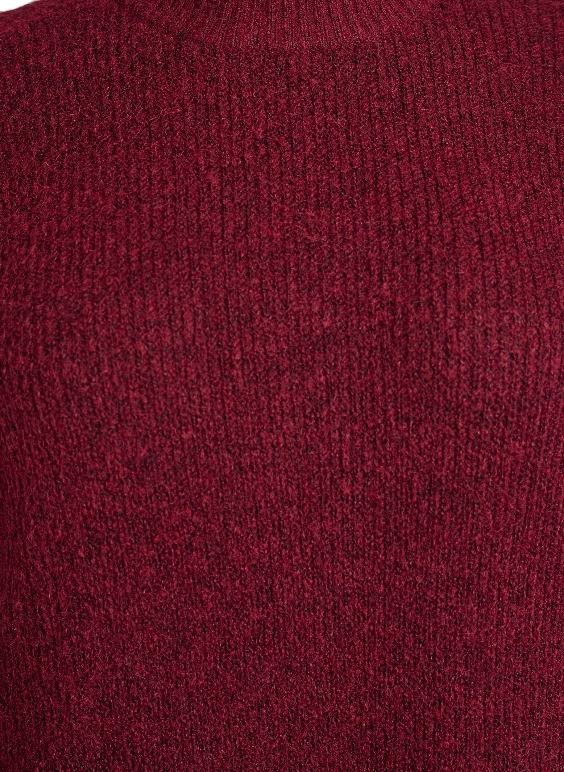 Zizzi Langes Strickkleid mit hohem Kragen, Rot, Packshot image number 2