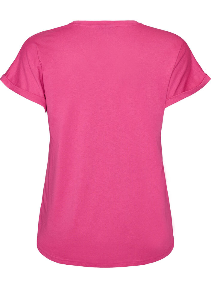 Kurz&auml;rmeliges T-Shirt aus einer Baumwollmischung, Pink, Packshot image number 1