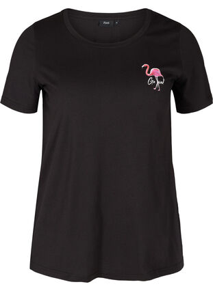 T-Shirt mit Print, Black Flamingo, Packshot image number 0