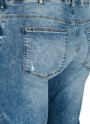 Emily Jeans mit regulärer Taille und Destroy-Effekt, Blue denim, Packshot image number 3