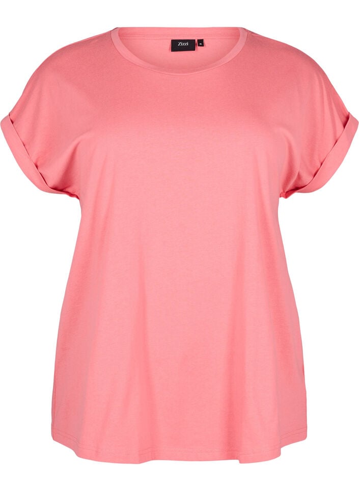 Kurz&auml;rmliges T-Shirt aus einer Baumwollmischung, Rot, Packshot image number 0