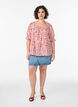 Baumwollbluse mit eckigem Ausschnitt, Rot, Model image number 1