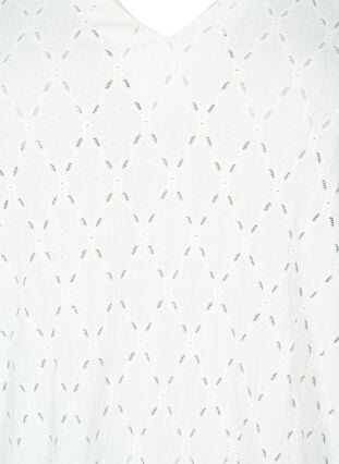 Bluse mit V-Ausschnitt und Lochmuster, Off White, Packshot image number 2