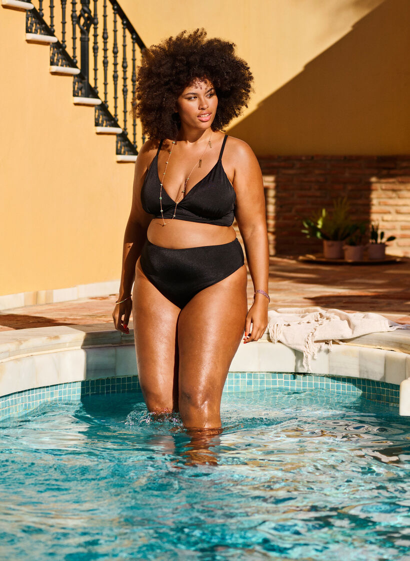 Einfarbiges Bikini-Unterteil mit normaler Taille, Black, Image