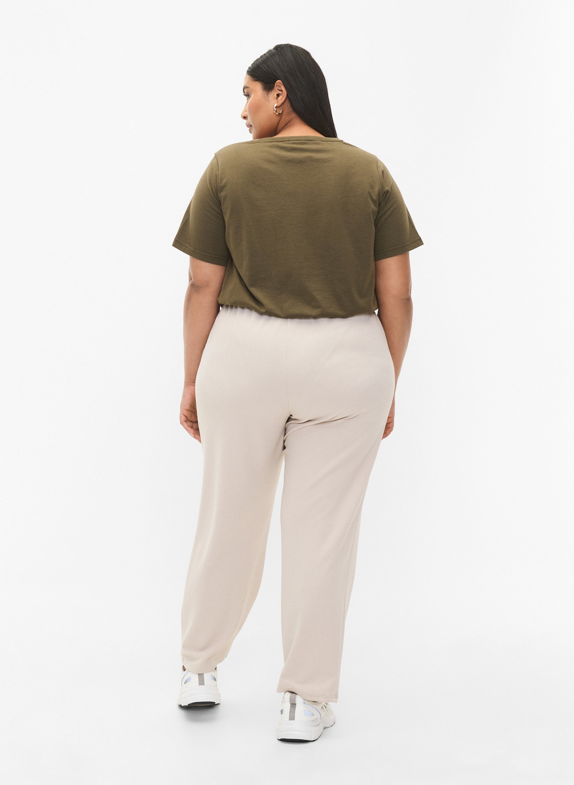 Zizzi Hose in Straight Fit, Beige, Model image number 1