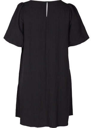 Kurzarm Kleid aus Viskose mit A-Linie, Black, Packshot image number 1
