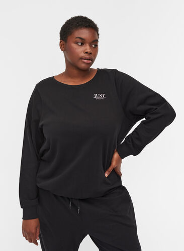 Sweatshirt aus Baumwollmischung, Black, Model image number 0