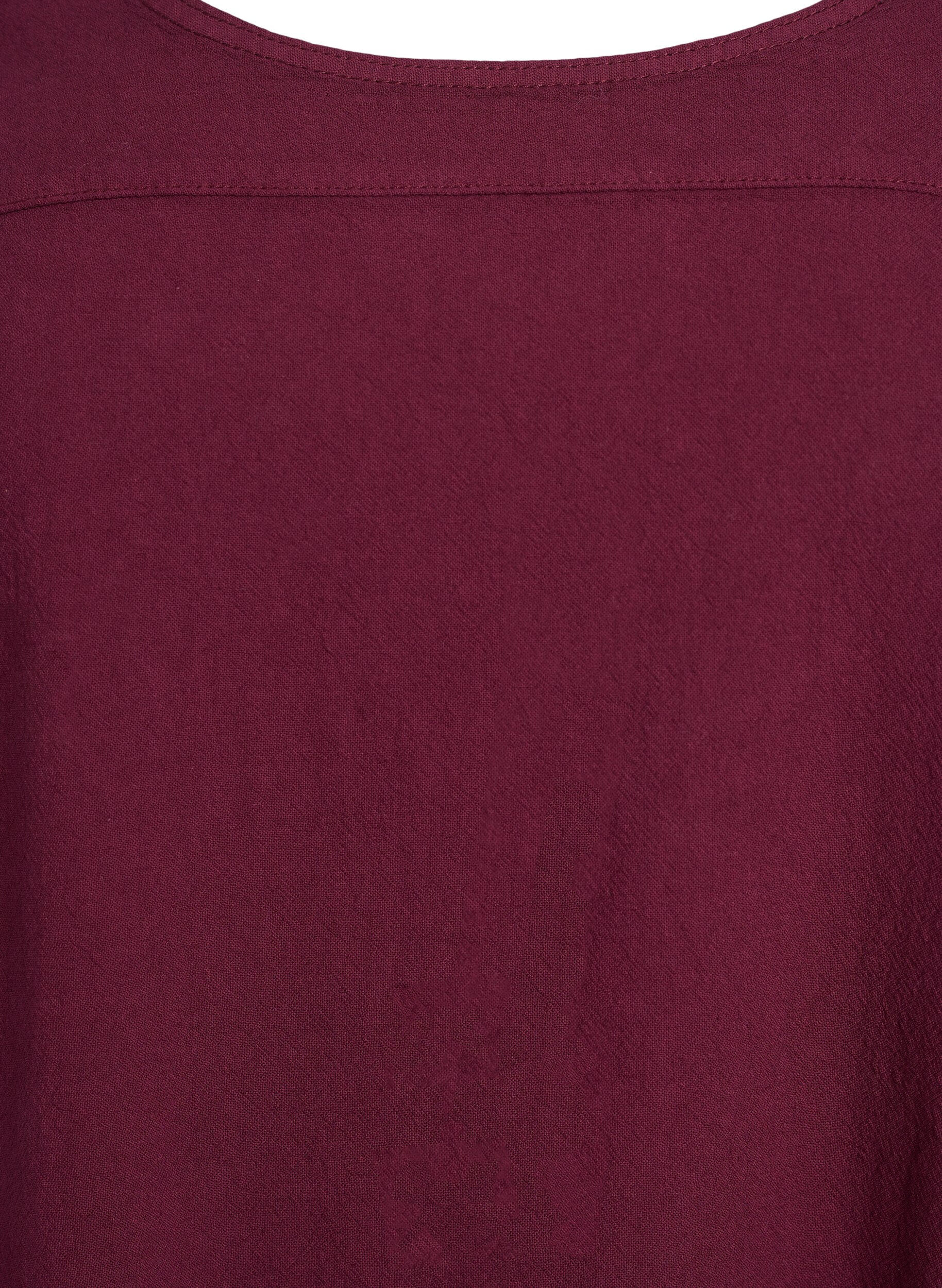 Zizzi Baumwollkleid mit kurzen &Auml;rmeln, Dunkles Bordeaux, Packshot image number 2